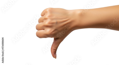 Isolated Gesture of disapproval a hand making a thumbs down to symbolize disagreement