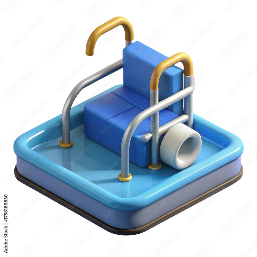 Obraz premium Blue cartoon swimming pool vacuum cleaner isolated on transparent background