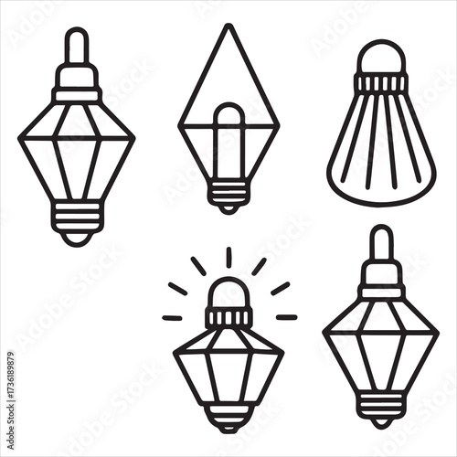 xenon lamp icons set outline