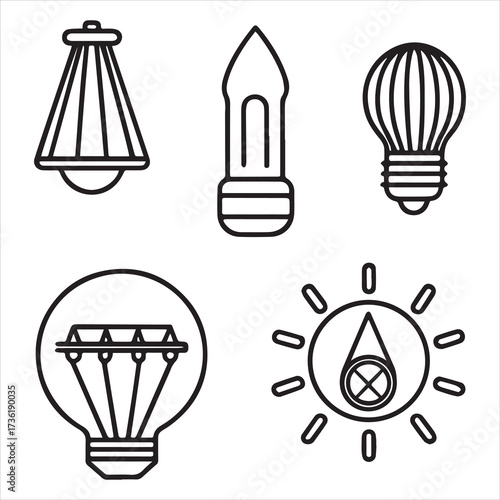 xenon lamp icons set outline