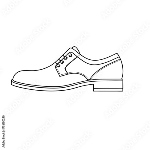 Black and white line drawing of a classic oxford shoe vector illustration footwear