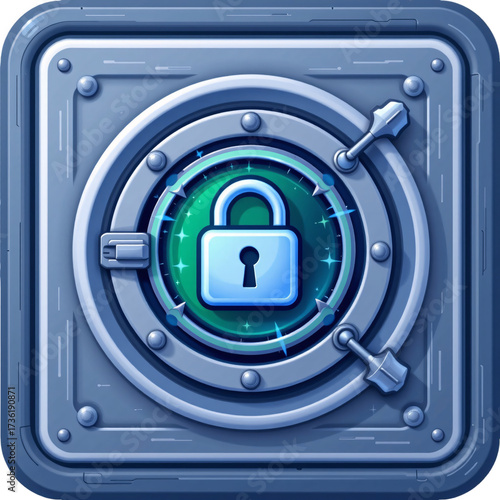 Secure lock mechanism illustration digital art tech environment close-up view cybersecurity concept
