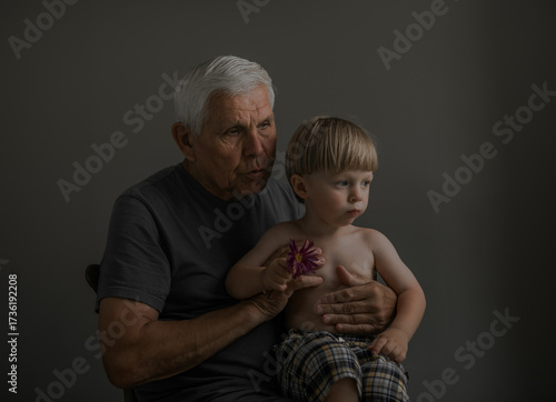 Portrait of Grandfather and Grandson in Soft Natural Light