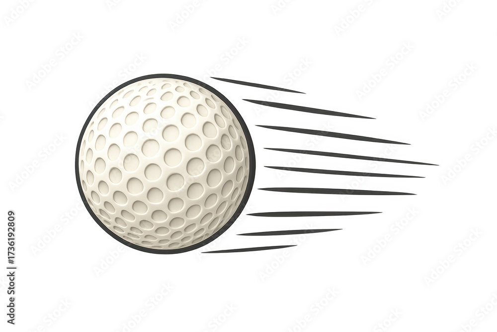 Fototapeta premium Golf ball flying with speed lines, a dynamic vector illustration for sport, game and championship