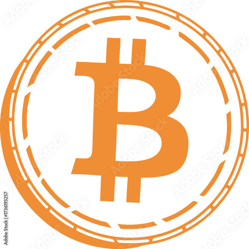 Orange Bitcoin symbol on white background simple graphic vector illustration cryptocurrency