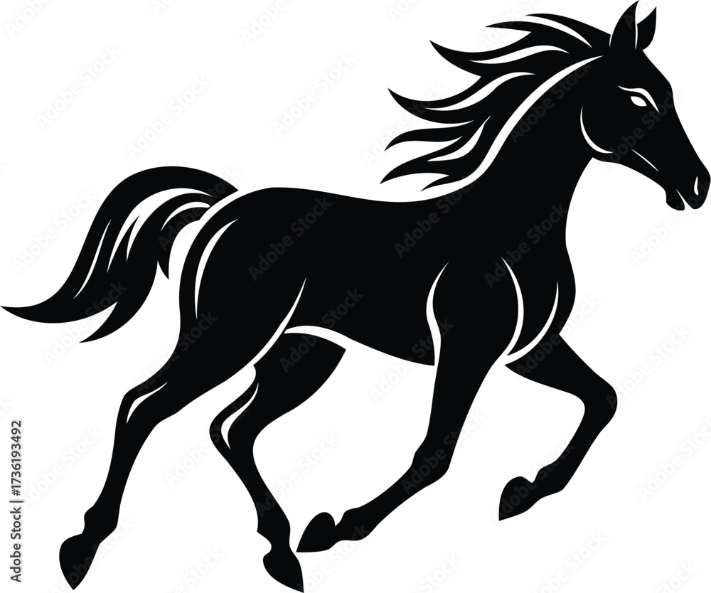 Obraz premium Running Horse Silhouette Logo Vector