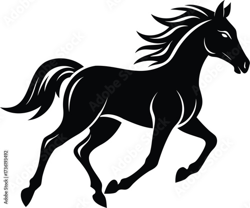 Running Horse Silhouette Logo Vector