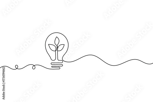 Light bulb continuous one line drawing minimalist style isolated outline vector illustration design
