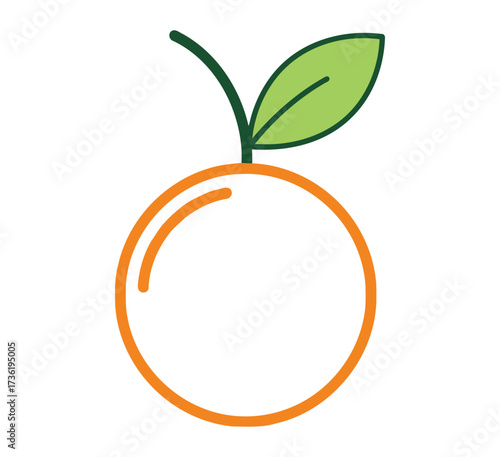Orange fruit illustration with a green leaf