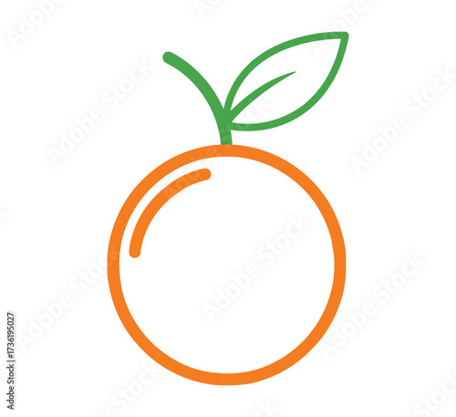 Orange fruit illustration with a green leaf