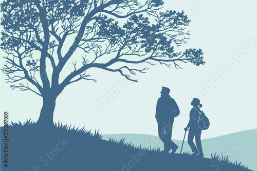 Eagle Perched on Bare Tree Branch Vector - Monochrome Wildlife Graphic