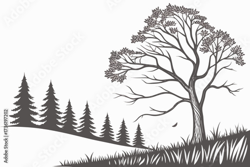 WWII Style Propeller Plane Vector - Monochrome Aviation Graphic