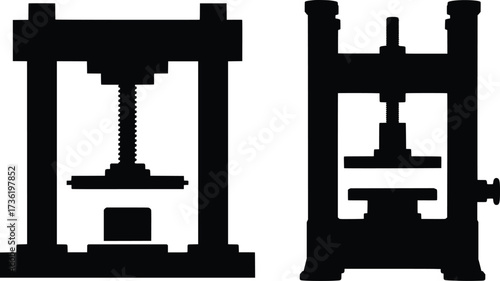 Hydraulic Press Machine Silhouette Industrial Tool Vector