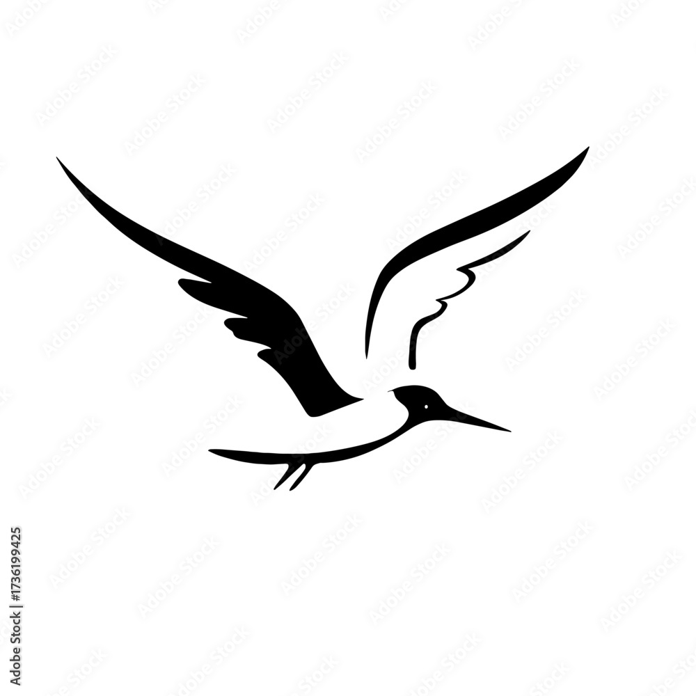 Obraz premium Albatross. Albatross simple black and white line art vector logo