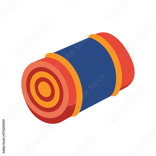 Rolled up sleeping mat with colorful bands camping