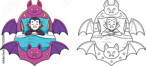 Cute Sleeping Vampire in Bat Bed