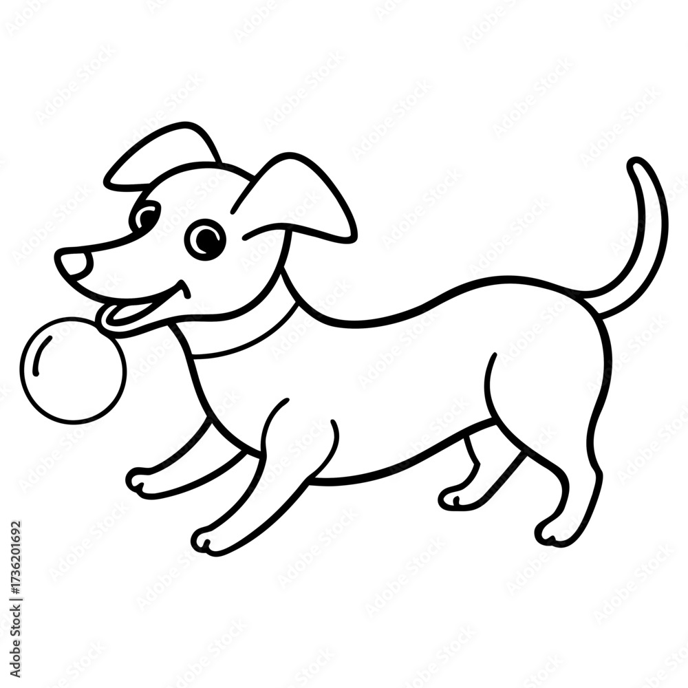 Fototapeta premium Happy Puppy Playing with Ball Vector