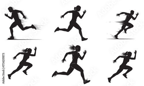 Dynamic Silhouettes of Runners in Motion Capturing Speed and Agility for Sports and Fitness Enthusiasts Inspiring Active Lifestyles