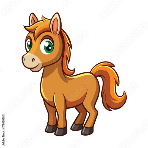 cute brown cartoon horse running vector illustration on white background