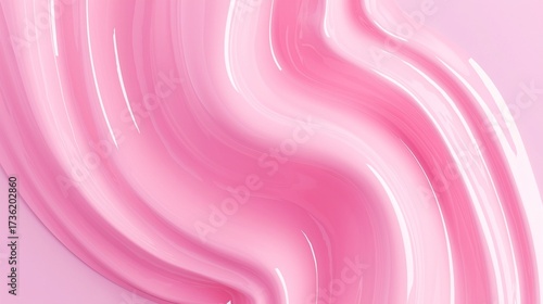 A close-up of pink lipstick flowing in a wavy pattern on a solid color background, together creating an elegant and luxurious atmosphere, suitable for beauty or cosmetics themes.