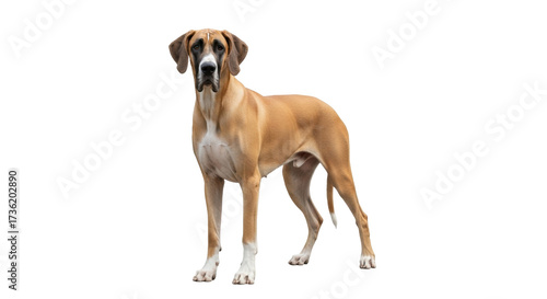 Fotografía Isolated Great Dane in full body shot standing for portrait, light brown and bla