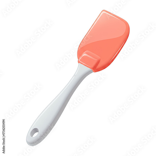 A vibrant, modern pink silicone spatula with a sleek white handle, perfect for baking and cooking, isolated on a clean white background for versatile design projects.