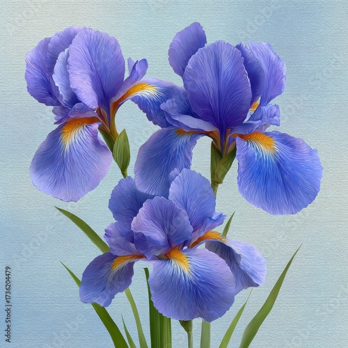 Beautiful Vibrant Irises with Striking Petals and Delicate Colors Against a Soft Background