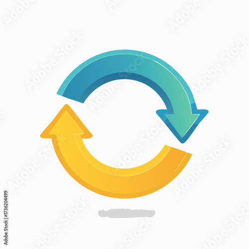 Conceptual illustration of rotating arrows, symbolizing cyclical processes and renewal