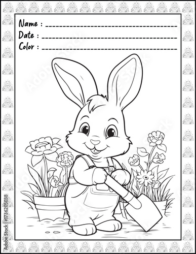 Bold and Easy Easter Coloring Page & Book for Adults and Kid. High resolution (300 DPI), Ready to print on standard 8.5x11-(A4) inch paper With (No Bleed), Black and White. Vector illustration