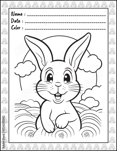 Bold and Easy Easter Coloring Page & Book for Adults and Kid. High resolution (300 DPI), Ready to print on standard 8.5x11-(A4) inch paper With (No Bleed), Black and White. Vector illustration