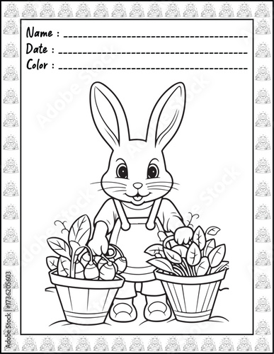 Bold and Easy Easter Coloring Page & Book for Adults and Kid. High resolution (300 DPI), Ready to print on standard 8.5x11-(A4) inch paper With (No Bleed), Black and White. Vector illustration