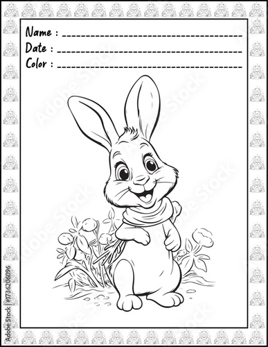 Bold and Easy Easter Coloring Page & Book for Adults and Kid. High resolution (300 DPI), Ready to print on standard 8.5x11-(A4) inch paper With (No Bleed), Black and White. Vector illustration