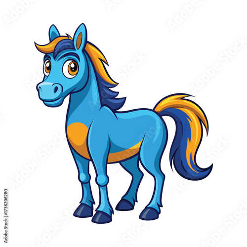 cute cartoon horse running on white background