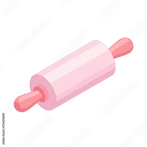 A charming pink rolling pin, essential for baking delicious pastries and dough, stands out as a sweet kitchen tool against a clean white background.