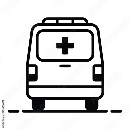 Ambulance car back view emergency medical service vehicle with cross symbol healthcare and transportation concept first aid transport for patients