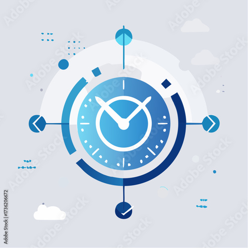 Depicting Precise Timing and Punctuality with Modern Circular Clock Illustration