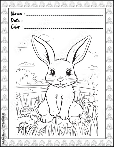 Bold and Easy Easter Coloring Page & Book for Adults and Kid. High resolution (300 DPI), Ready to print on standard 8.5x11-(A4) inch paper With (No Bleed), Black and White. Vector illustration