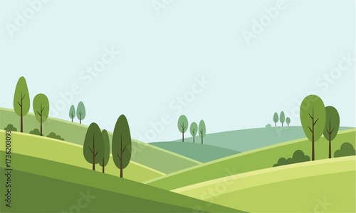 Rolling Green Hills Vector Landscape