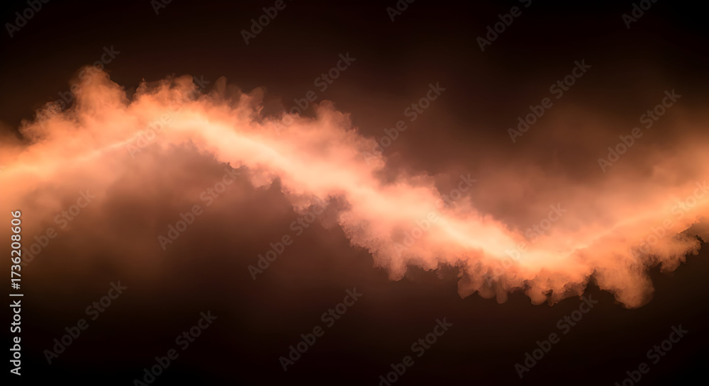 Obraz premium Bright Orange Cloud of Smoke Against Dark Night Sky