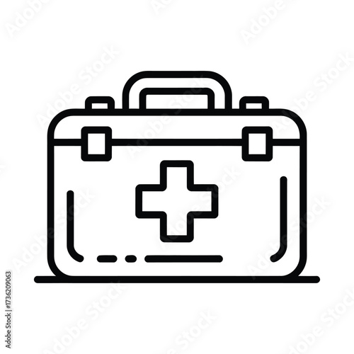 First aid kit line art a simple vector illustration of a medical kit, perfect for healthcare, emergency, and safetyrelated designs
