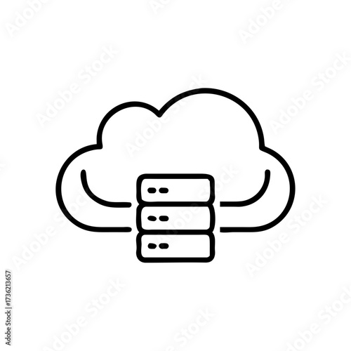 Cloud storage and server rack data icon