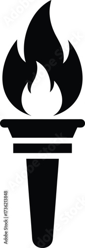 Black Silhouette Icon of a Torch with Flames fire symbol