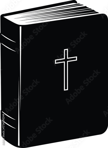 Black Silhouette of a Bible with a Cross Icon book religion