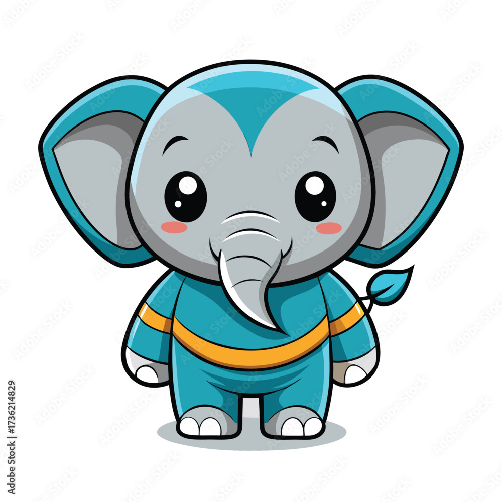 Fototapeta premium cute cartoon elephant reading a book