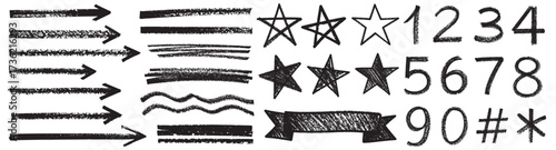 Collection doodle shape element design. Isolated random doodle element.