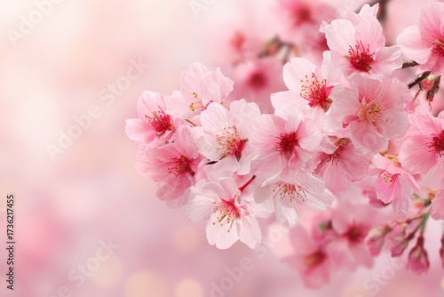 Cherry Blossom Overlay. Sakura Flowers Pink Spring Background Illustration