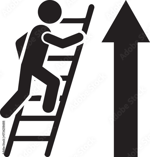 Climbing the ladder to success, a bold upward arrow shows aspirational growth and career goals in this powerful, minimalist design for business and motivation