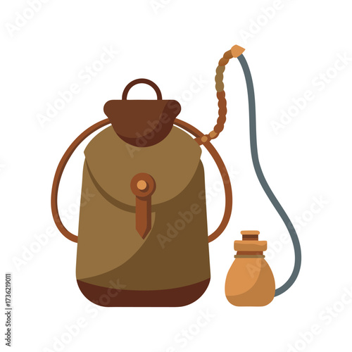 Cartoon Backpack and Canteen for Camping or Hiking