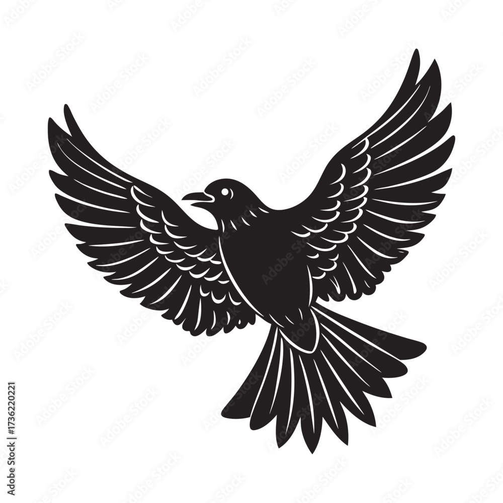 Naklejka premium Flying Bird Silhouette in Sky Art