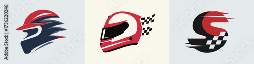 This artwork features three distinct racing symbols, including a racer helmet and dynamic designs, capturing the thrill and energy of motorsport at high speed.